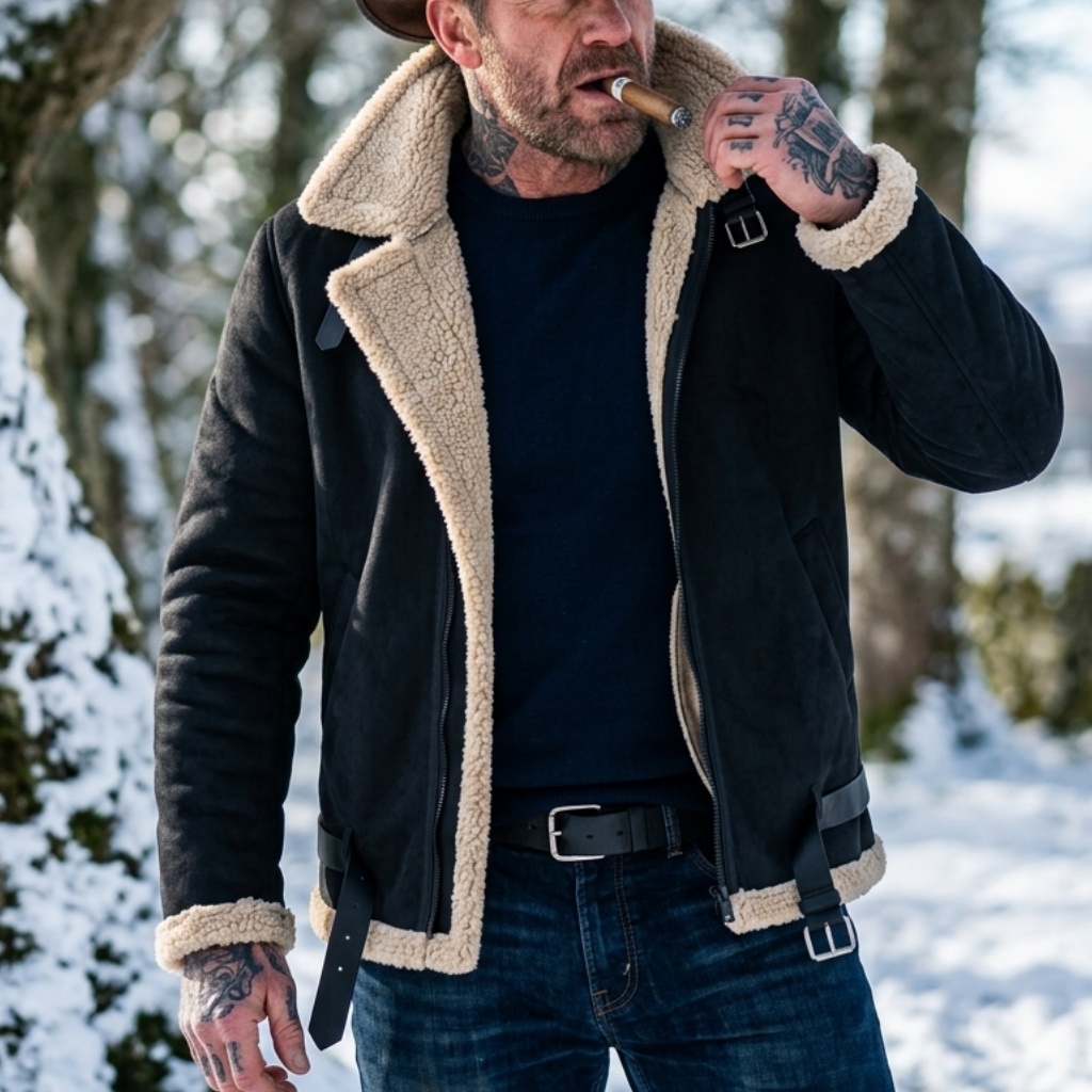 Winter Clothing Hiking - Jaket Suede Pria Musim Dingin Berlapis
