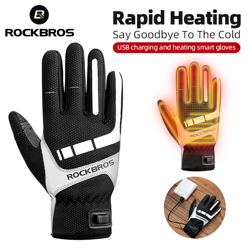 Heated Gloves Electric - ROCKBROS sarung tangan bersepeda elektrik, sarung