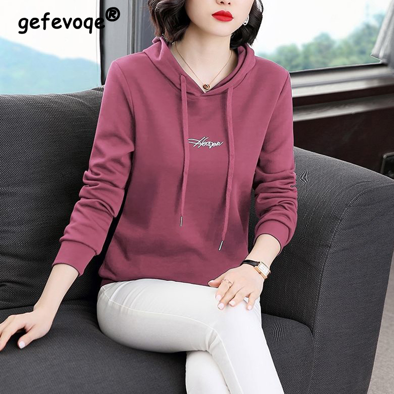 Winter Clothing Drawing - Kaus bertudung Y2K bordir huruf wanita,